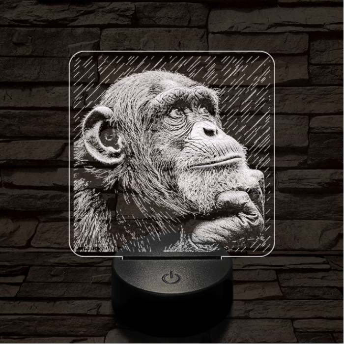Gondolkodó majom 7 színű valósághű 3D led lámpa