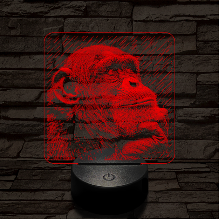 Gondolkodó majom 7 színű valósághű 3D led lámpa