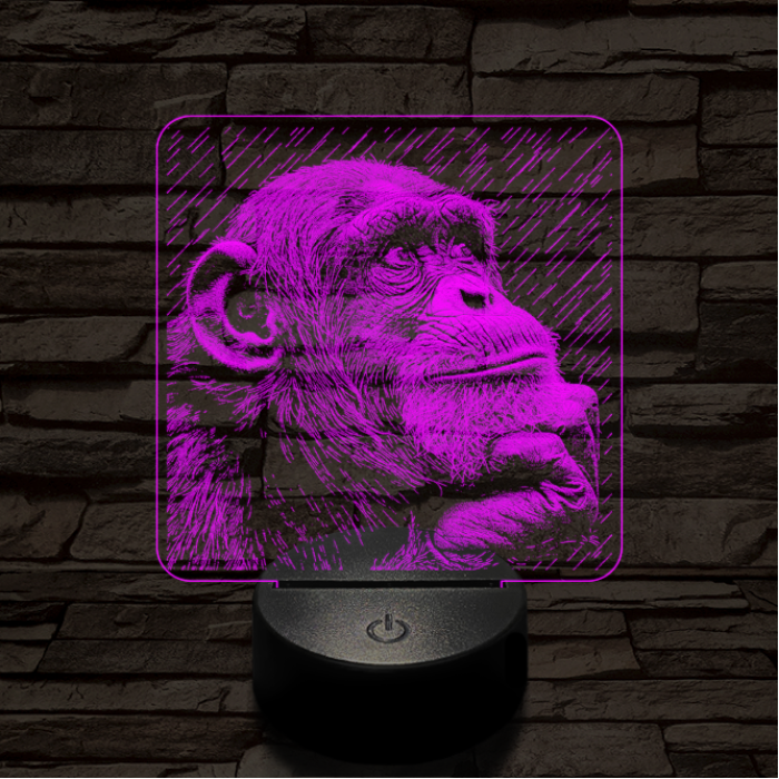 Gondolkodó majom 7 színű valósághű 3D led lámpa