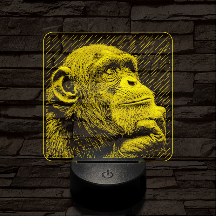 Gondolkodó majom 7 színű valósághű 3D led lámpa