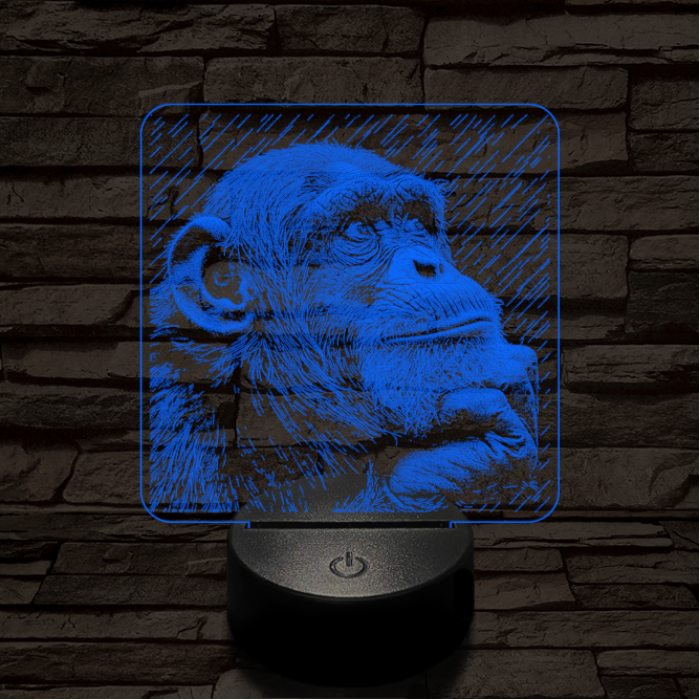 Gondolkodó majom 7 színű valósághű 3D led lámpa