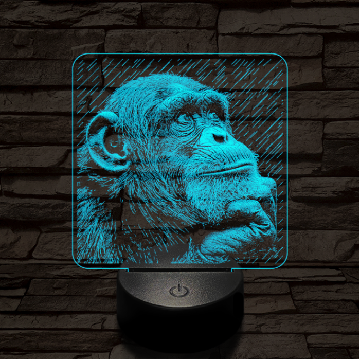 Gondolkodó majom 7 színű valósághű 3D led lámpa