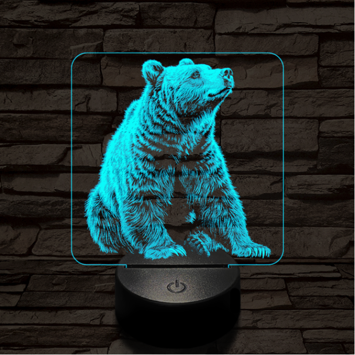 Kíváncsi medve 7 színű valósághű 3D led lámpa