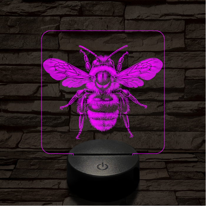 Méhecske a porondon 7 színű valósághű 3D led lámpa