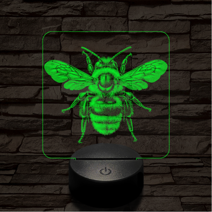 Méhecske a porondon 7 színű valósághű 3D led lámpa