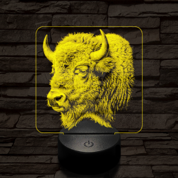 Bölény protré 7 színű valósághű 3D led lámpa