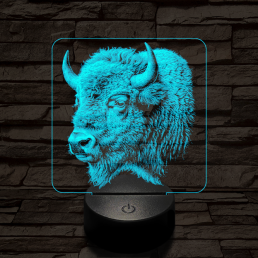 Bölény protré 7 színű valósághű 3D led lámpa