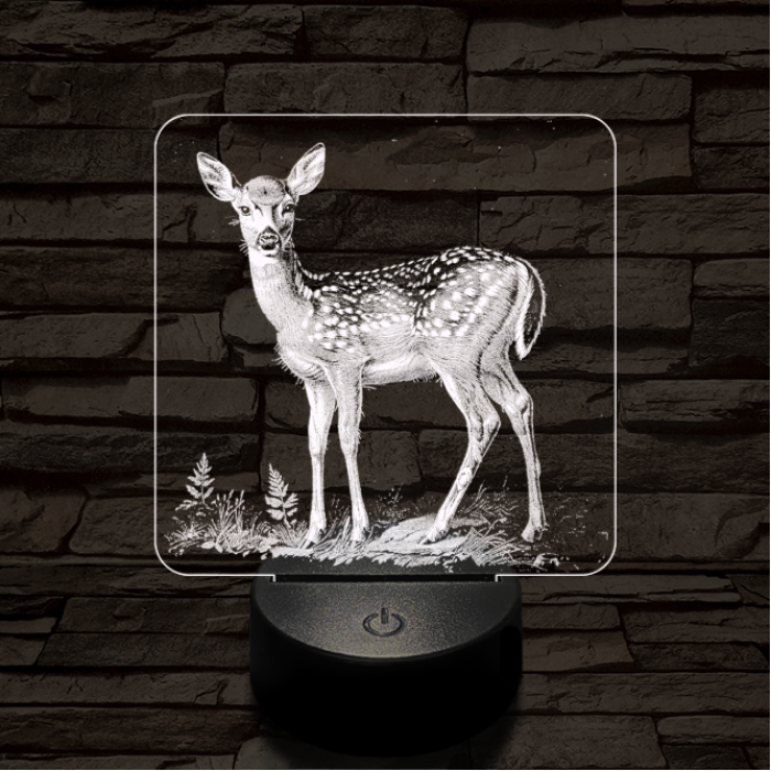 Szelíd őzike 7 színű valósághű 3D led lámpa