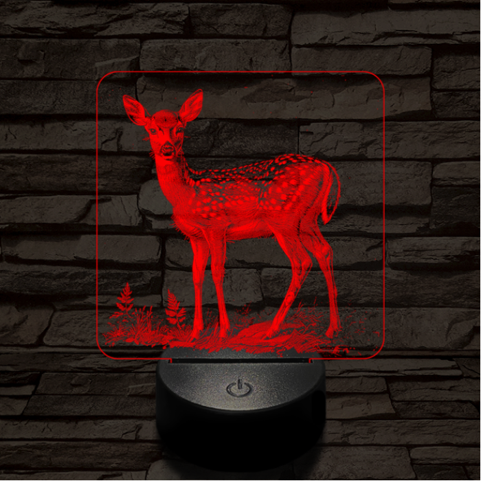 Szelíd őzike 7 színű valósághű 3D led lámpa