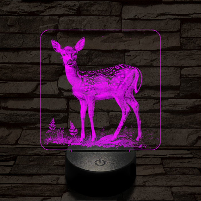 Szelíd őzike 7 színű valósághű 3D led lámpa