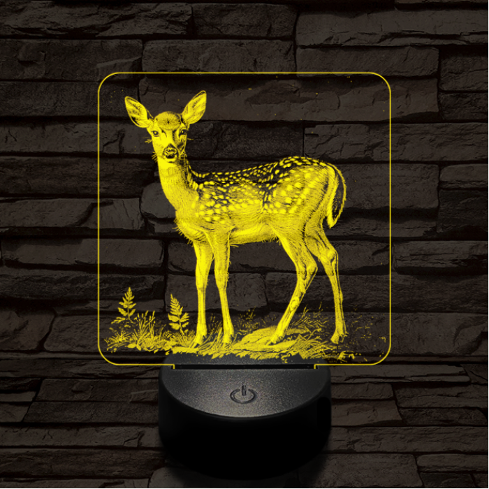 Szelíd őzike 7 színű valósághű 3D led lámpa