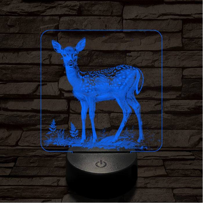 Szelíd őzike 7 színű valósághű 3D led lámpa