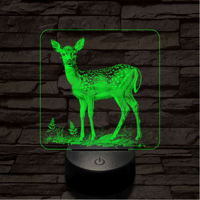 Szelíd őzike 7 színű valósághű 3D led lámpa