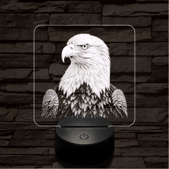 Sasszemű 7 színű valósághű 3D led lámpa