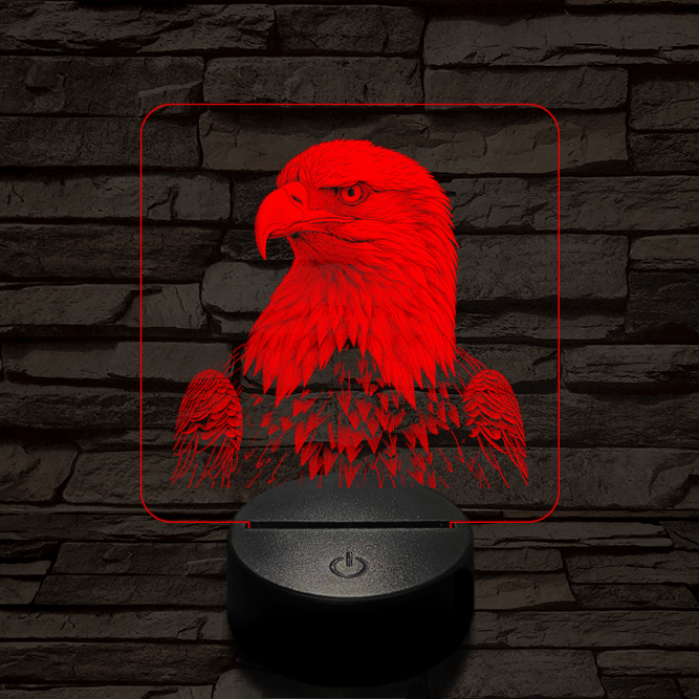 Sasszemű 7 színű valósághű 3D led lámpa