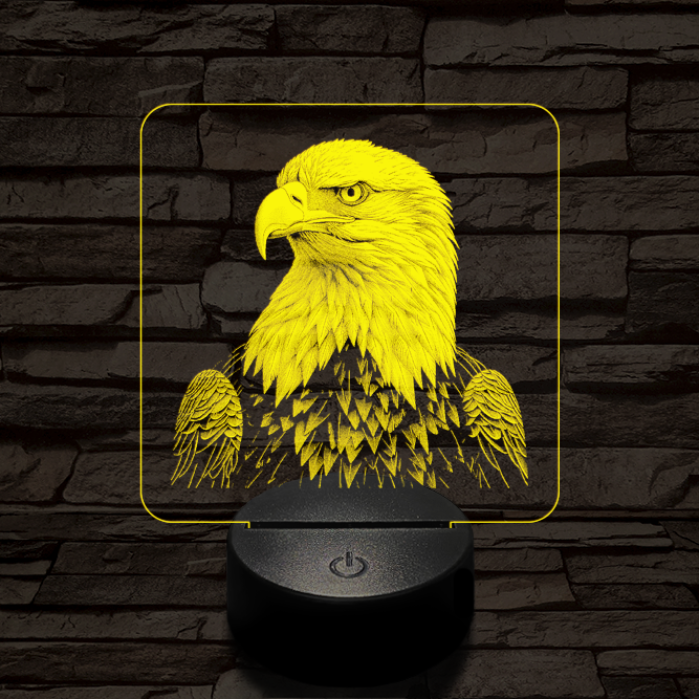 Sasszemű 7 színű valósághű 3D led lámpa