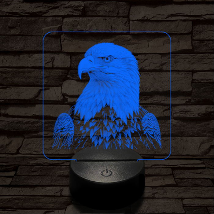 Sasszemű 7 színű valósághű 3D led lámpa