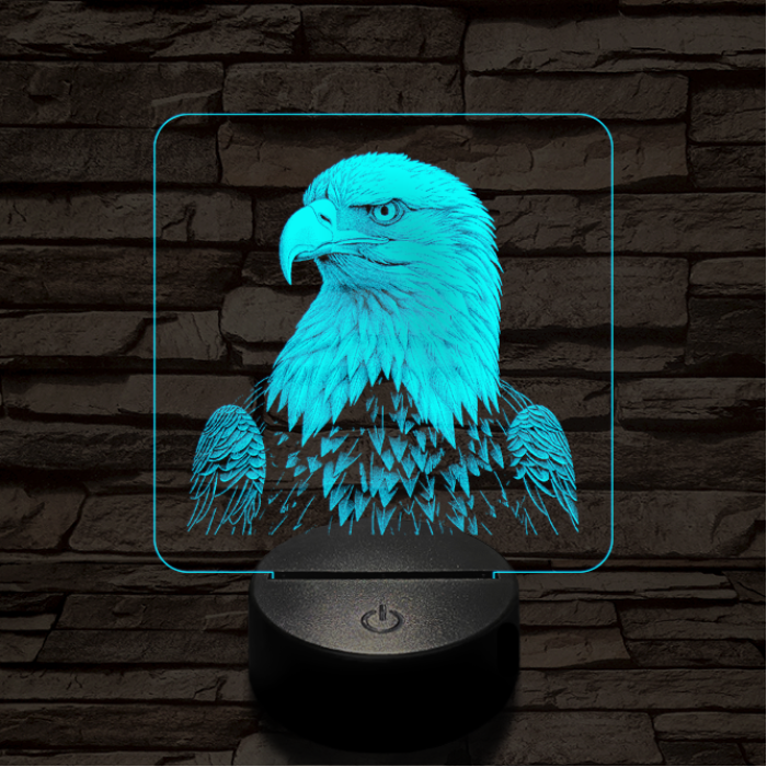 Sasszemű 7 színű valósághű 3D led lámpa