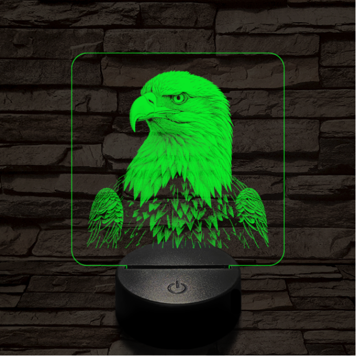 Sasszemű 7 színű valósághű 3D led lámpa