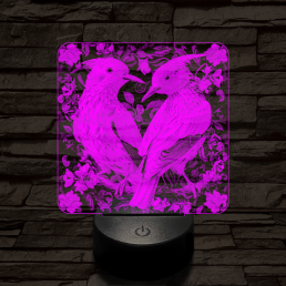Madárpár az ágon 7 színű valósághű 3D led lámpa