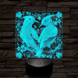 Madárpár az ágon 7 színű valósághű 3D led lámpa