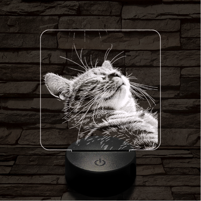 Macska kényelem 7 színű valósághű 3D led lámpa