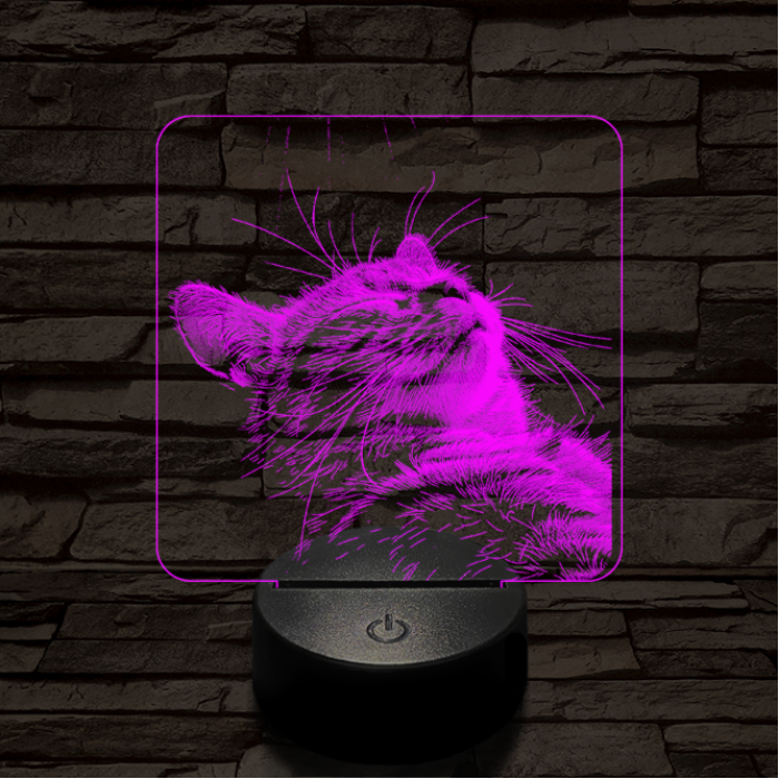 Macska kényelem 7 színű valósághű 3D led lámpa