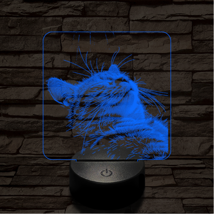 Macska kényelem 7 színű valósághű 3D led lámpa