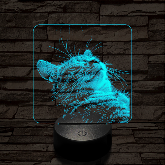 Macska kényelem 7 színű valósághű 3D led lámpa