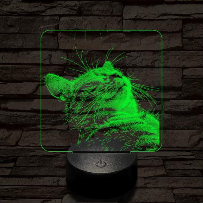 Macska kényelem 7 színű valósághű 3D led lámpa