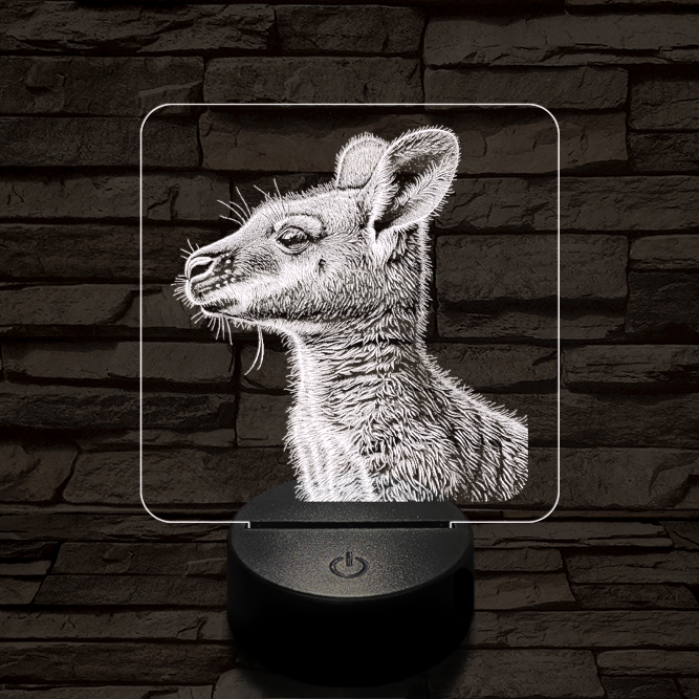 Kenguru portré 7 színű valósághű 3D led lámpa
