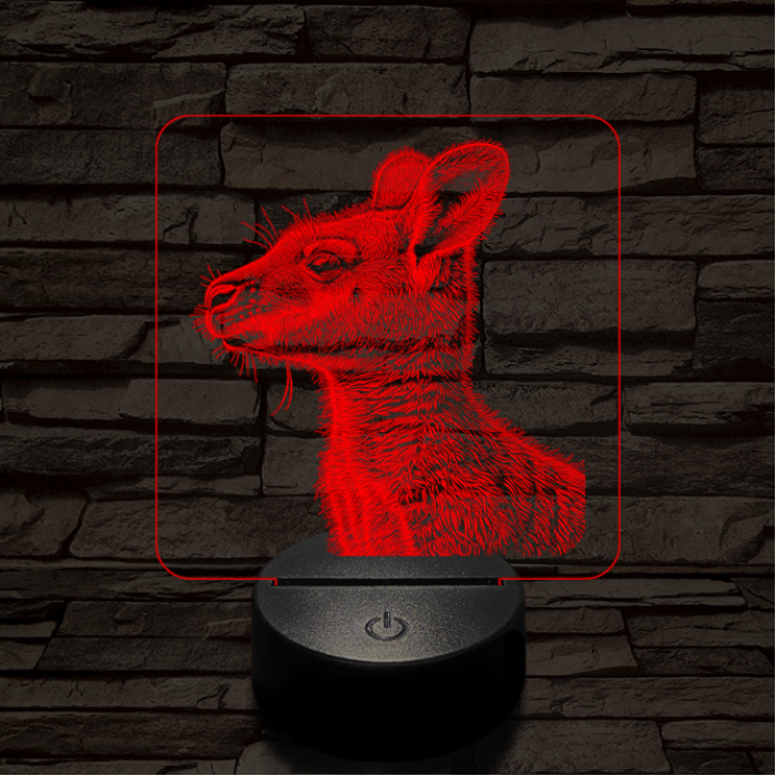 Kenguru portré 7 színű valósághű 3D led lámpa