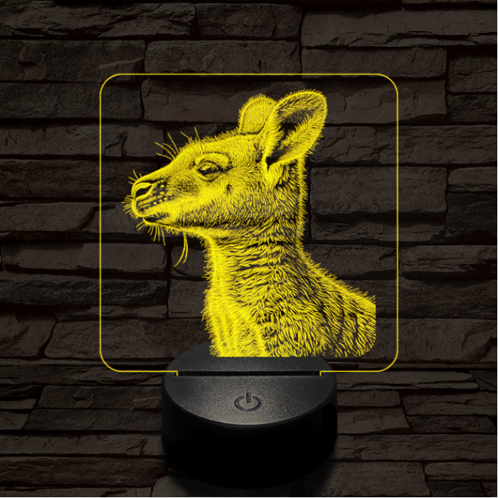 Kenguru portré 7 színű valósághű 3D led lámpa