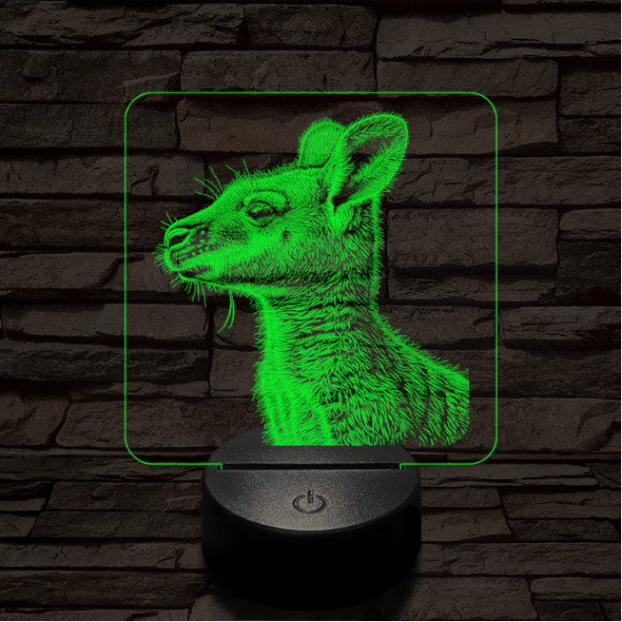 Kenguru portré 7 színű valósághű 3D led lámpa