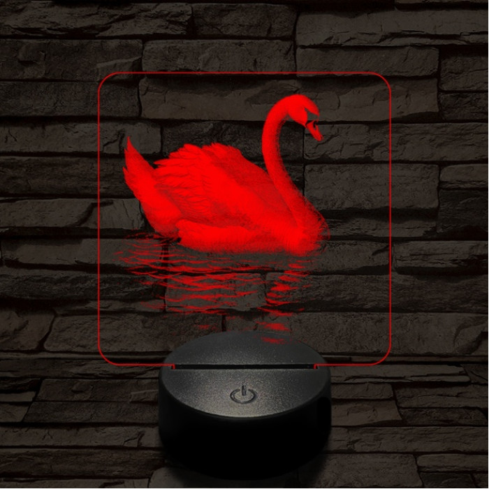 Hattyú a víztükrön 7 színű valósághű 3D led lámpa
