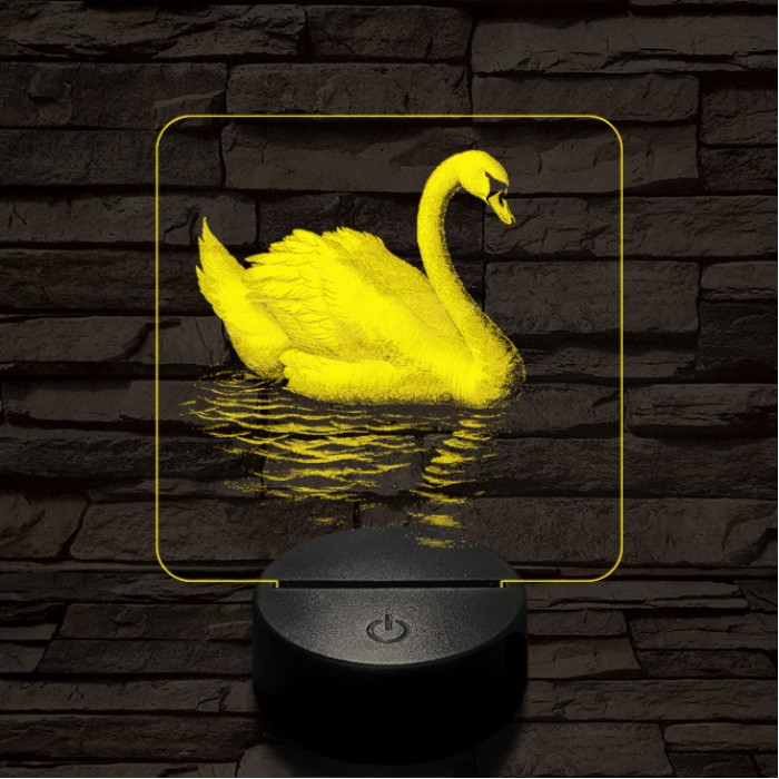 Hattyú a víztükrön 7 színű valósághű 3D led lámpa