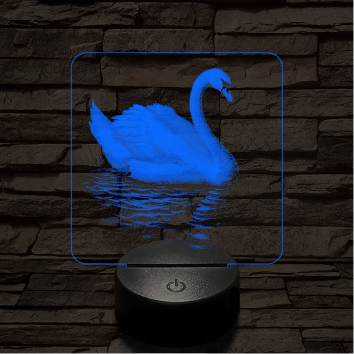 Hattyú a víztükrön 7 színű valósághű 3D led lámpa