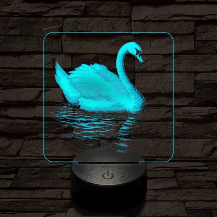 Hattyú a víztükrön 7 színű valósághű 3D led lámpa