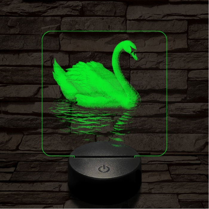 Hattyú a víztükrön 7 színű valósághű 3D led lámpa