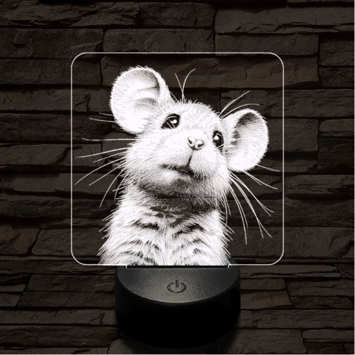 Kisegérke 7 színű valósághű 3D led lámpa