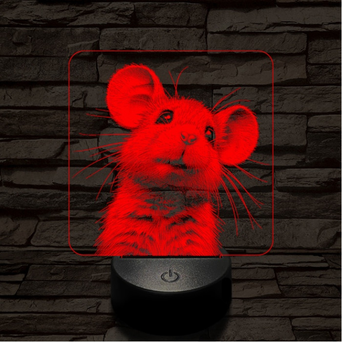 Kisegérke 7 színű valósághű 3D led lámpa