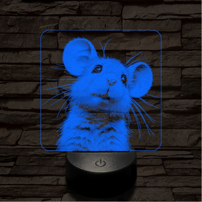 Kisegérke 7 színű valósághű 3D led lámpa