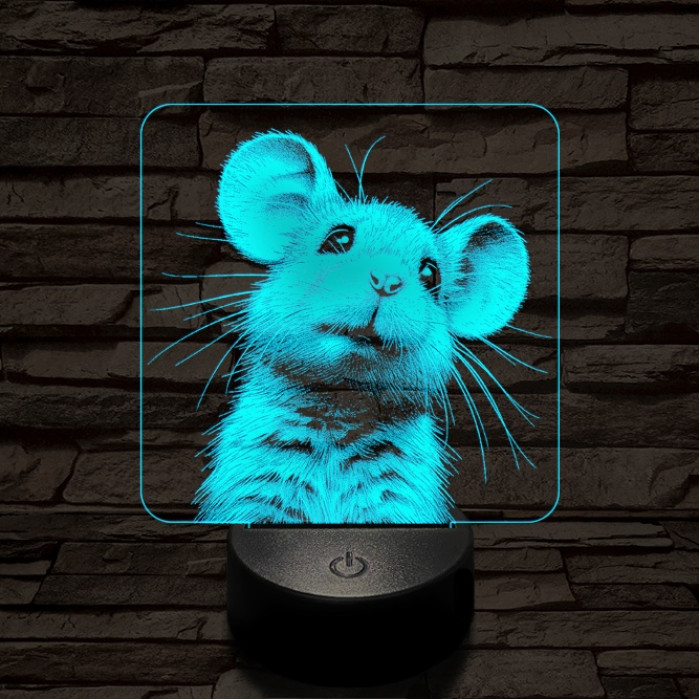 Kisegérke 7 színű valósághű 3D led lámpa