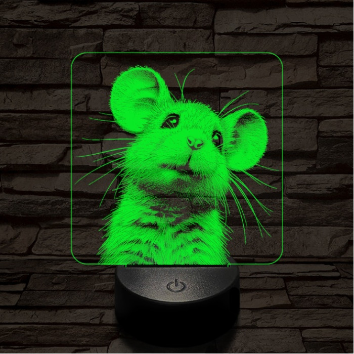 Kisegérke 7 színű valósághű 3D led lámpa