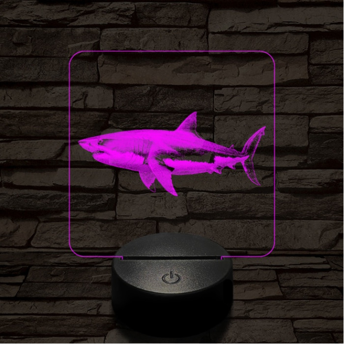 Cápa lopakodik 7 színű valósághű 3D led lámpa