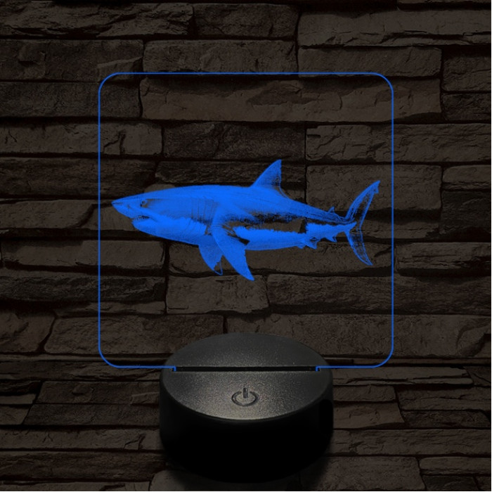 Cápa lopakodik 7 színű valósághű 3D led lámpa