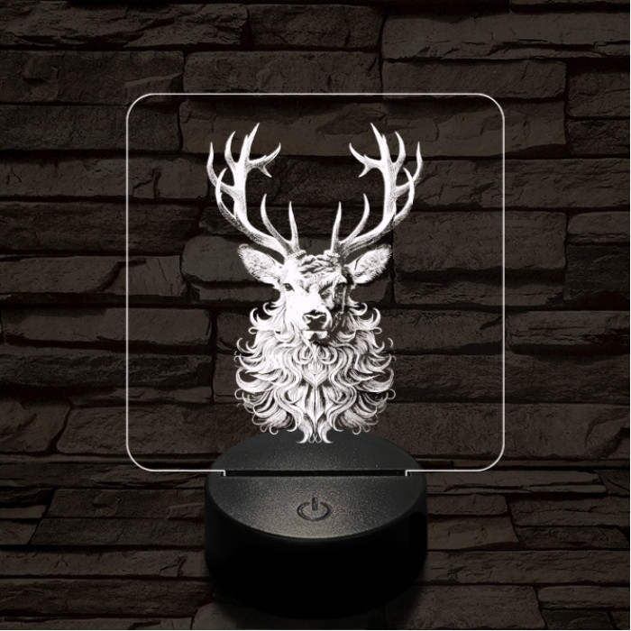 Bozontos szarvas 7 színű valósághű 3D led lámpa