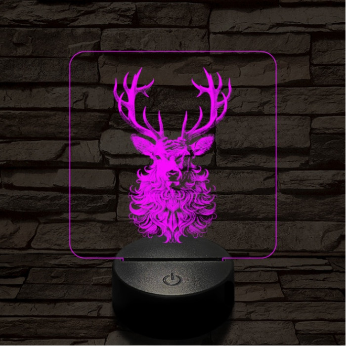 Bozontos szarvas 7 színű valósághű 3D led lámpa