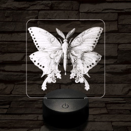 Éjjeli lepke 7 színű valósághű 3D led lámpa