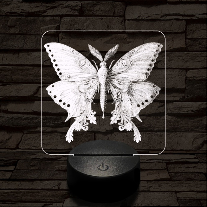 Éjjeli lepke 7 színű valósághű 3D led lámpa